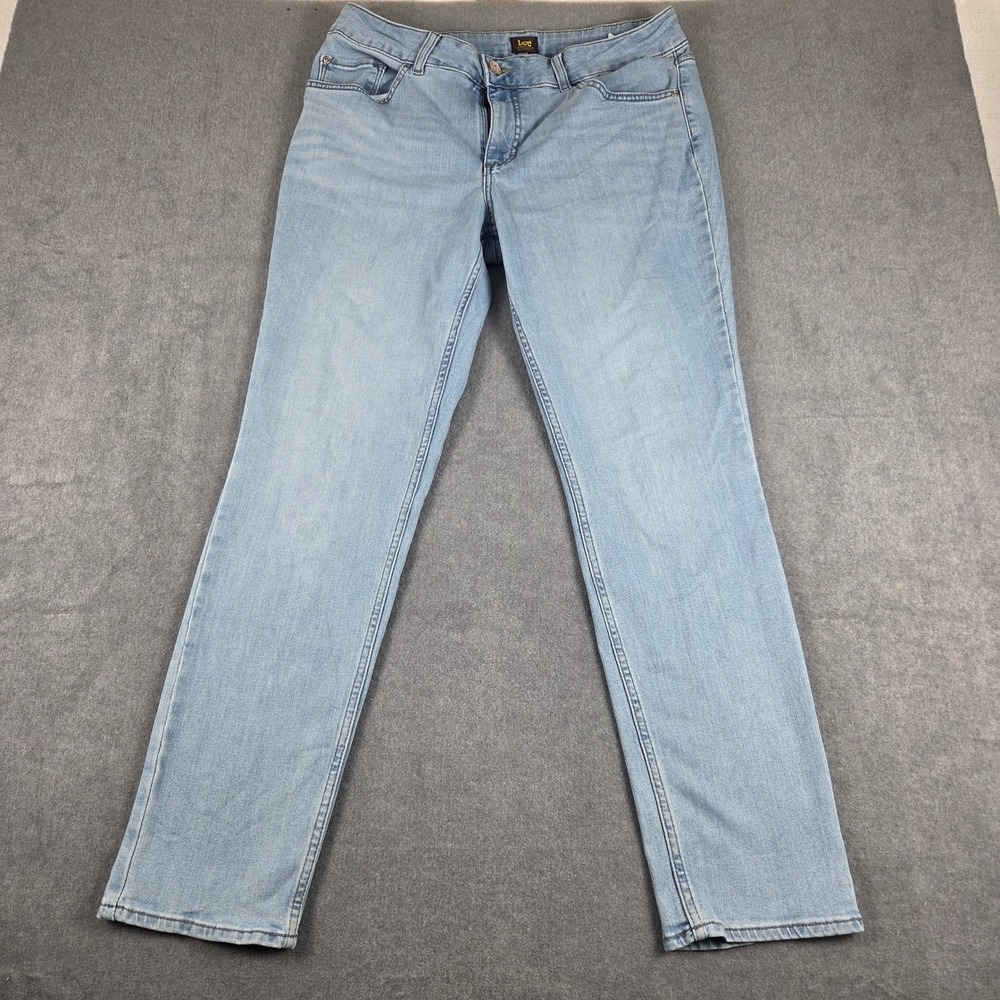 Lee Straight Leg Jeans Womens 16WL Light Blue Excellent Stretch‎ Denim 112325328